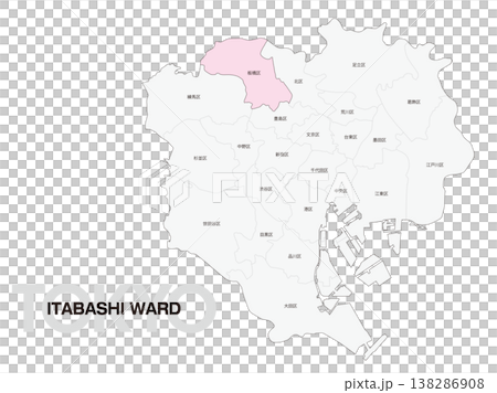 東京都板橋区の区名入り位置地図 138286908