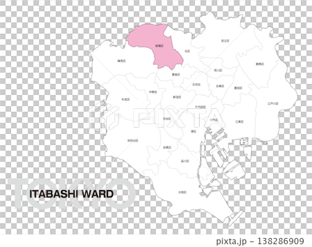 東京板橋區位置圖,含區名。 東京板橋區位置圖,含區名。 138286909