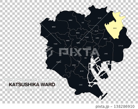 東京葛飾區位置圖,含區名。 東京葛飾區位置圖,含區名。 138286910