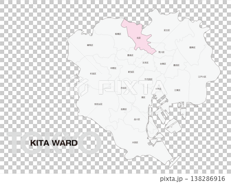 東京都北区の区名入り位置地図 138286916