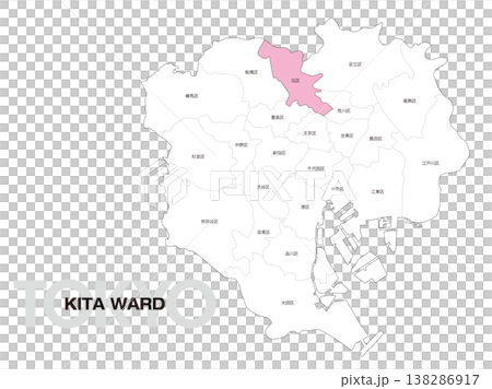 東京都北区の区名入り位置地図 東京都北区の区名入り位置地図 138286917