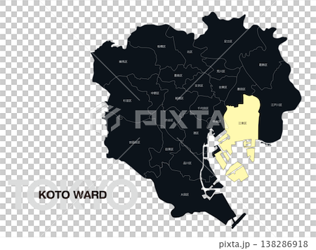 東京都江東区の区名入り位置地図 138286918