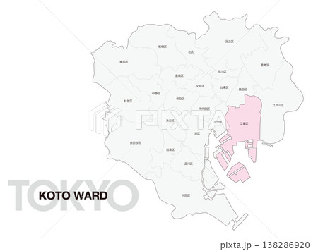 東京都江東区の区名入り位置地図 東京都江東区の区名入り位置地図 138286920