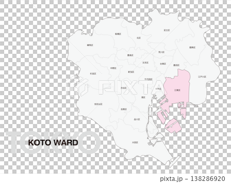 東京江東區位置圖,含區名。 東京江東區位置圖,含區名。 138286920