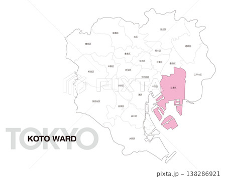 東京都江東区の区名入り位置地図 138286921