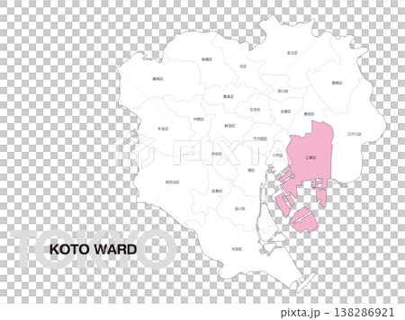 東京都江東区の区名入り位置地図 138286921