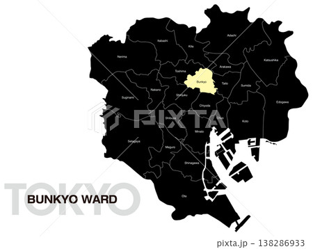 東京都文京区の区名入り位置地図 (英語) 138286933