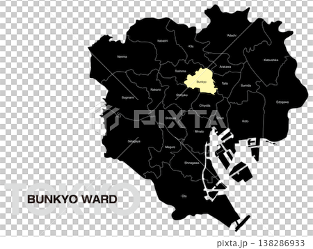 東京都文京区の区名入り位置地図 (英語) 138286933