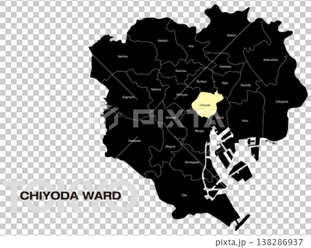 東京都千代田区の区名入り位置地図 (英語) 東京都千代田区の区名入り位置地図 (英語) 138286937