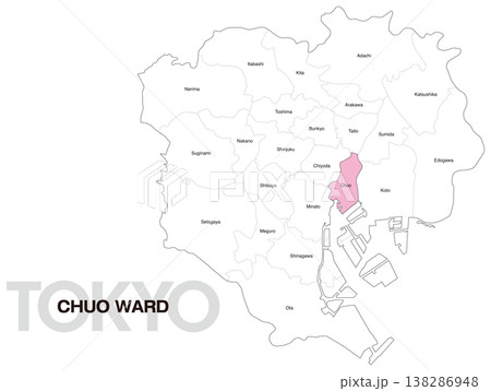 東京都中央区の区名入り位置地図 (英語) 東京都中央区の区名入り位置地図 (英語) 138286948