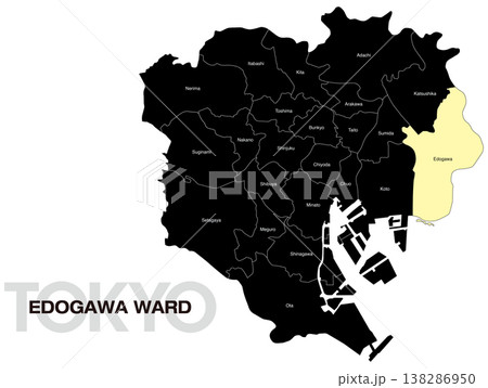 東京都江戸川区の区名入り位置地図 (英語) 138286950