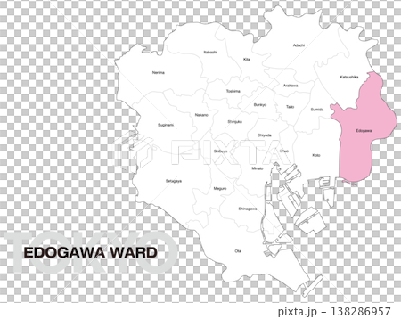 東京都江戸川区の区名入り位置地図 (英語) 東京都江戸川区の区名入り位置地図 (英語) 138286957