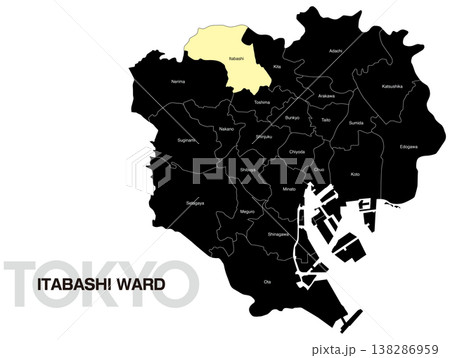 東京都板橋区の区名入り位置地図 (英語) 138286959