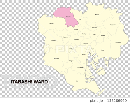 東京板橋區地圖,含區名(英文) 東京板橋區地圖,含區名(英文) 138286960
