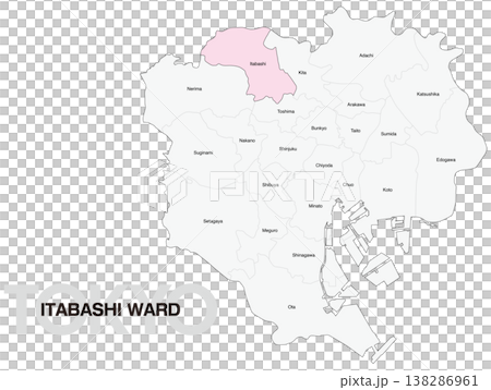 東京都板橋区の区名入り位置地図 (英語) 東京都板橋区の区名入り位置地図 (英語) 138286961