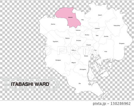 東京都板橋区の区名入り位置地図 (英語) 東京都板橋区の区名入り位置地図 (英語) 138286962