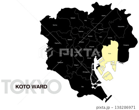 東京都江東区の区名入り位置地図 (英語) 138286971