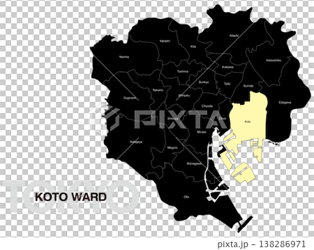 東京都江東区の区名入り位置地図 (英語) 138286971