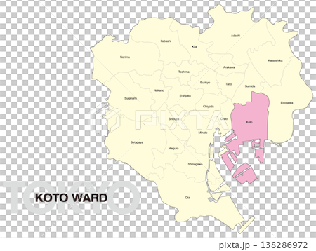 東京都江東区の区名入り位置地図 (英語) 東京都江東区の区名入り位置地図 (英語) 138286972