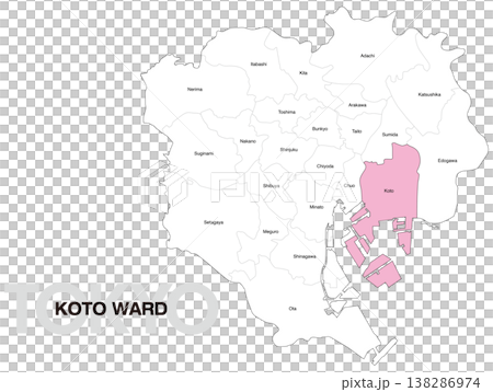 東京都江東区の区名入り位置地図 (英語) 東京都江東区の区名入り位置地図 (英語) 138286974