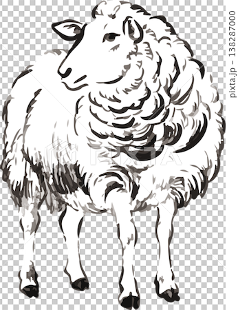 New Year's Card 2027: Year of the Sheep New Year's Card Material - Ink Painting/Sumi-e Illustration of a Sheep Looking Back - Hand-drawn Watercolor Art New Year's Card 2027: Year of the Sheep New Year's Card Material - Ink Painting/Sumi-e Illustration of a Sheep Looking Back - Hand-drawn Watercolor Art 138287000