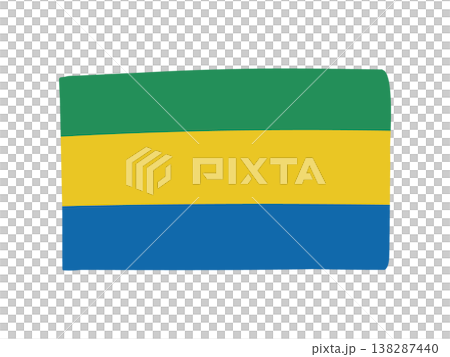Cute Gabonese flag icon - hand-drawn style flag illustration 138287440