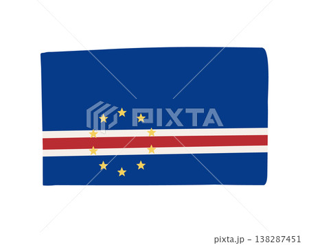 かわいいカーボベルデの国旗アイコン 手描きタッチの旗イラスト かわいいカーボベルデの国旗アイコン 手描きタッチの旗イラスト 138287451