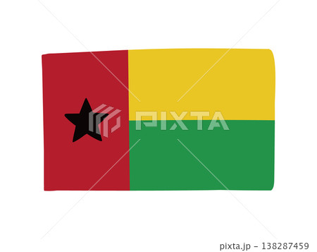 かわいいギニアビサウの国旗アイコン　手描きタッチの旗イラスト 138287459