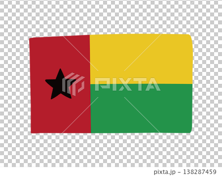 かわいいギニアビサウの国旗アイコン　手描きタッチの旗イラスト 138287459