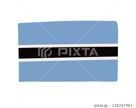 かわいいボツワナの国旗アイコン　手描きタッチの旗イラスト 138287461