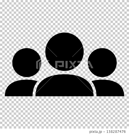 Three silhouette icons representing a team or community (monochrome, simple, business, group) 138287476