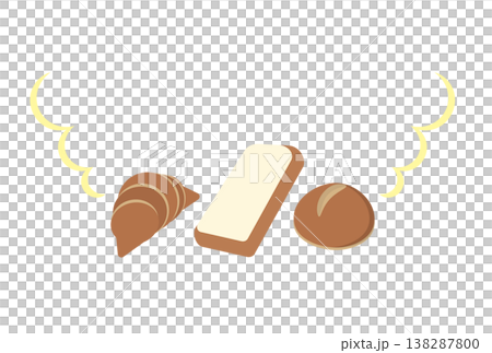 焼きたての色々なパンのシンプルなイラスト 138287800