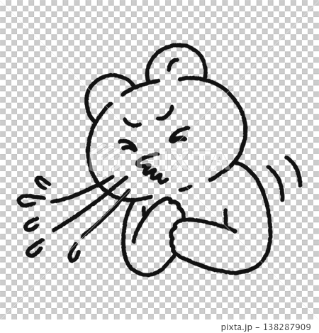 くしゃみをするクマ　線画 138287909