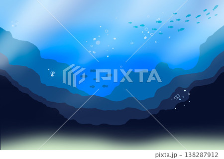 魚が泳ぐ海中のイラスト 138287912