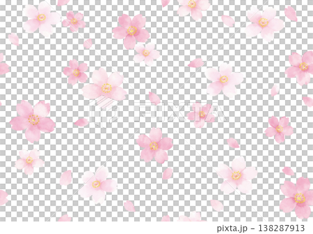 Seamless Cherry Blossom Japanese Style Watercolor Spring Background Pattern 138287913