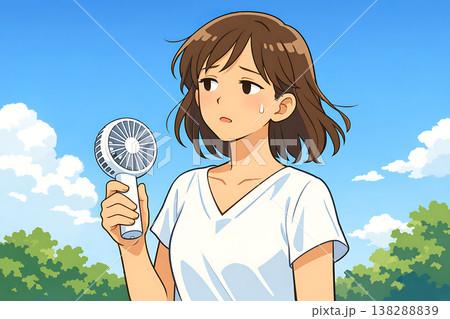 ハンディファンを使う女性 138288839