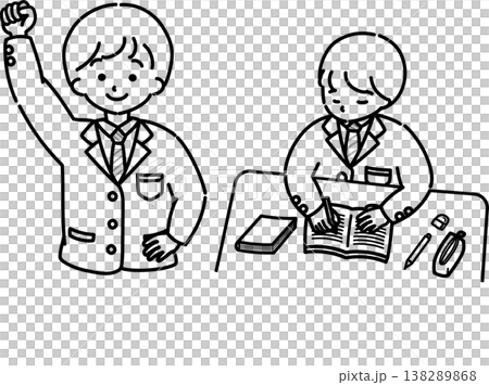 Student 2 sitting at a desk (line drawing) Student 2 sitting at a desk (line drawing) 138289868