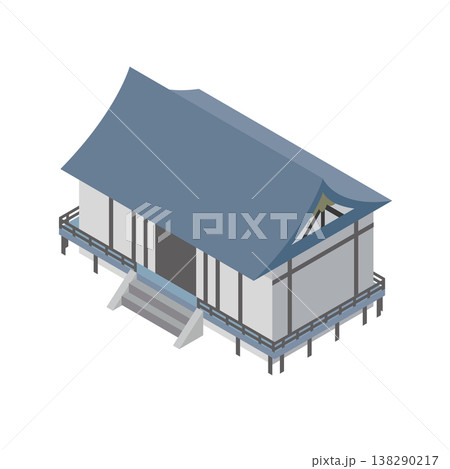 日本の寺の建物イラスト 138290217