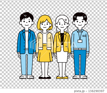 A set of simple full-body vector illustrations of businessmen and businesswomen in their teens and twenties. A set of simple full-body vector illustrations of businessmen and businesswomen in their teens and twenties. 138290397