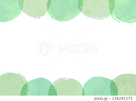 水彩風のラフな水玉フレーム(緑) 水彩風のラフな水玉フレーム(緑) 138291175