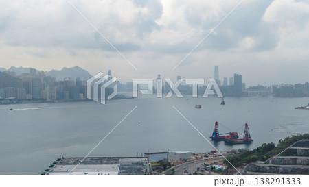 March 28 2026 Harbour skyline fading through heavy coastal haze, HK 138291333