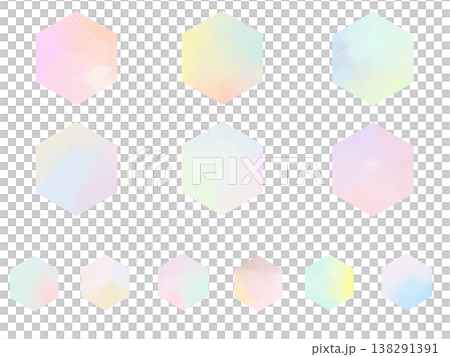 Pastel color hexagon frame set with gradient background material Pastel color hexagon frame set with gradient background material 138291391