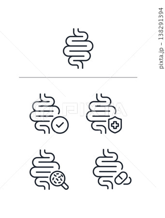 Healthy Gut Microbiome and Digestion System Icons Stock Illustration. 138291394