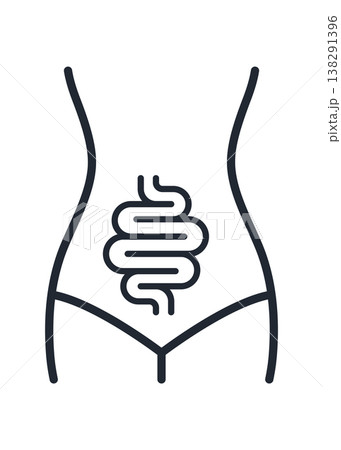 Minimalist Human Torso with Intestine Digestive System Stock Illustration. Minimalist Human Torso with Intestine Digestive System Stock Illustration. 138291396