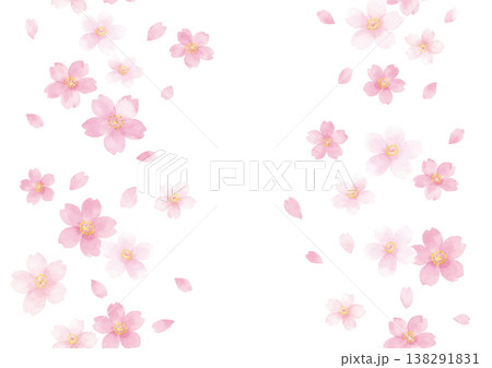 シームレス 桜 和風 背景 水彩 春 パターン 138291831