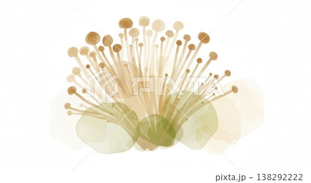 みずみずしく新鮮なえにきだけの淡い水彩イラスト 柔らかいタッチのナチュラル野菜素材 138292222