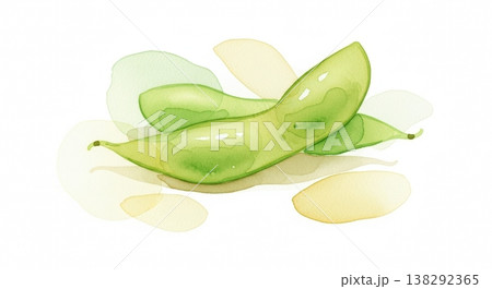 みずみずしく新鮮な枝豆の淡い水彩イラスト 柔らかいタッチのナチュラル野菜素材 みずみずしく新鮮な枝豆の淡い水彩イラスト 柔らかいタッチのナチュラル野菜素材 138292365
