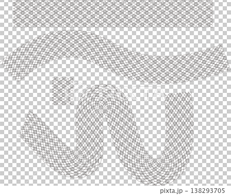 黑白鱗片圖案套裝，弧形無縫筆刷圖案，龍和爬行動物插畫套裝。 138293705