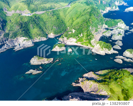 南伊豆ヒリゾ浜のドローン撮影。大根島、あいあい岬、ユウスゲ公園、渡船、遊泳客他。伊豆半島の最南端 138293807