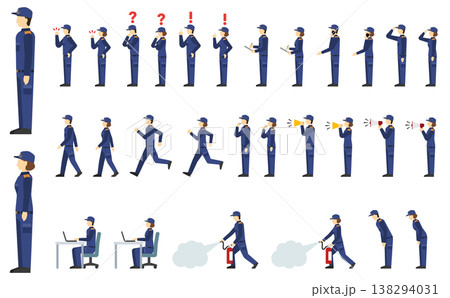 フラットイラスト：男女の消防士セット(サイド) 138294031